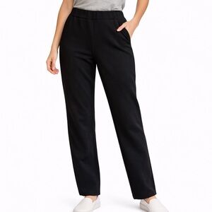 Chico's Black Straight slip on elastic waist casual pant. Zip pocket- Size Small